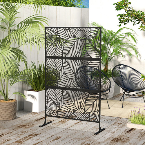 Panneau Brise-Vue Extérieur Noir — Motif Feuillage, Treillis Plantes Grimpantes