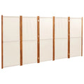 Paravent 5 Panneaux Tissu Crème Grand Format 350×180 cm