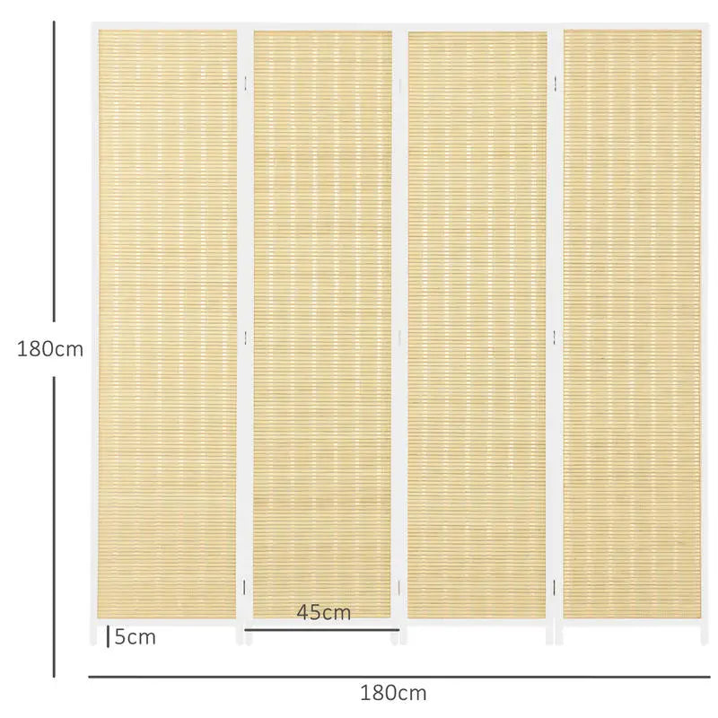 Paravent 4 Panneaux Bois Naturel — Format Carré 180 × 180 cm