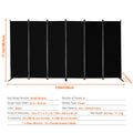 Paravent Pliable Tissu Noir — 6 Panneaux 336×181 cm