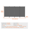 Paravent Pliable Tissu Gris — 4 Panneaux 346×184 cm
