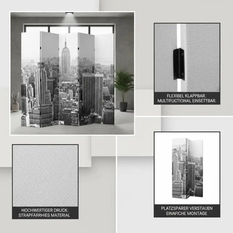 Paravent Cadre Bois & Toile Photo Imprimée — Cloison Décorative en 3 Dimensions
