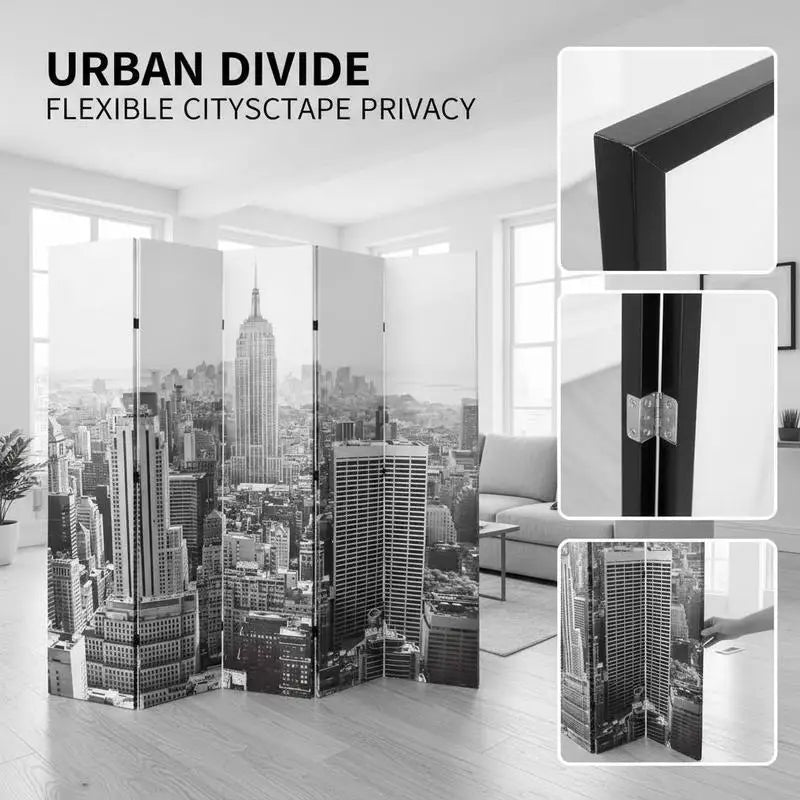 Paravent Cadre Bois & Toile Photo Imprimée — Cloison Décorative en 3 Dimensions