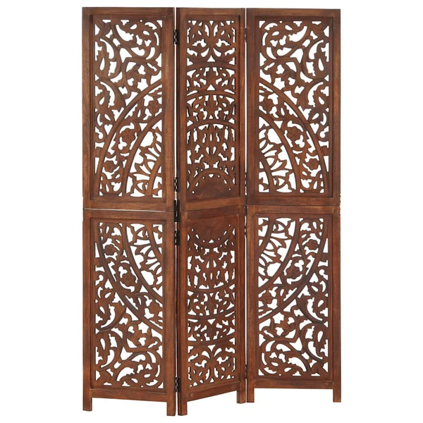 Paravent Sculpté Bois de Manguier Massif — Motif Arabesque Modèle 2