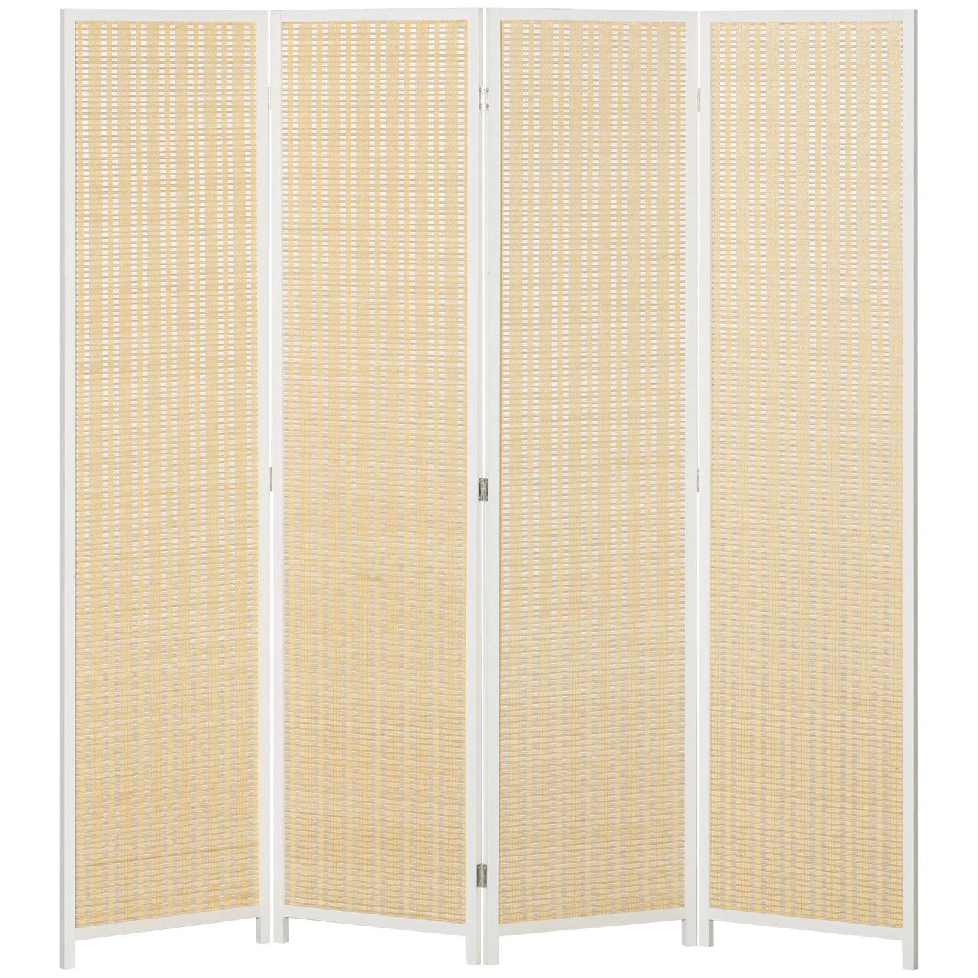 Paravent 4 Panneaux Bambou & Bois — Double Charnières, Design Naturel