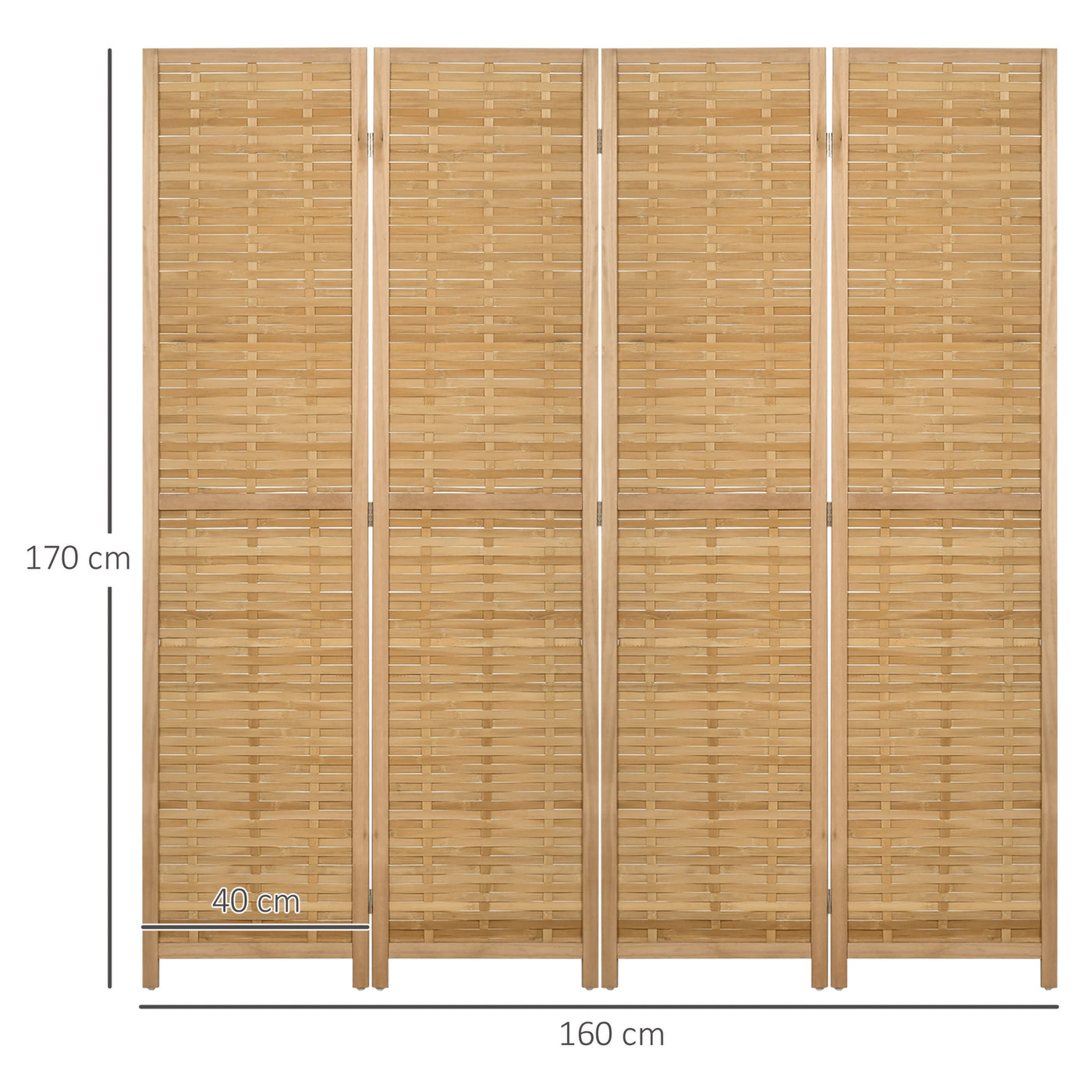 Paravent 4 Panneaux Bambou — Cloison Naturelle Légère 160 × 170 cm