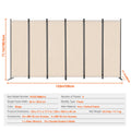 Paravent Pliable Tissu Beige — 6 Panneaux 336×181 cm