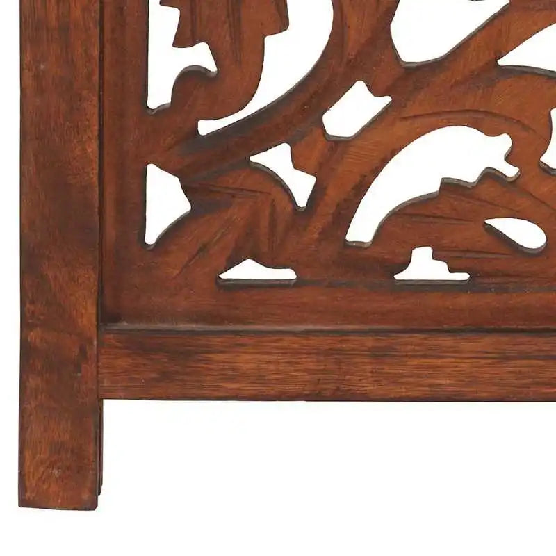 Paravent Sculpté Bois de Manguier Massif — Motif Arabesque Modèle 2