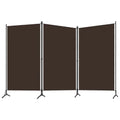 Paravent 3 Panneaux Tissu Brun & Armature Fer — Cloison Bohème 260 × 180 cm