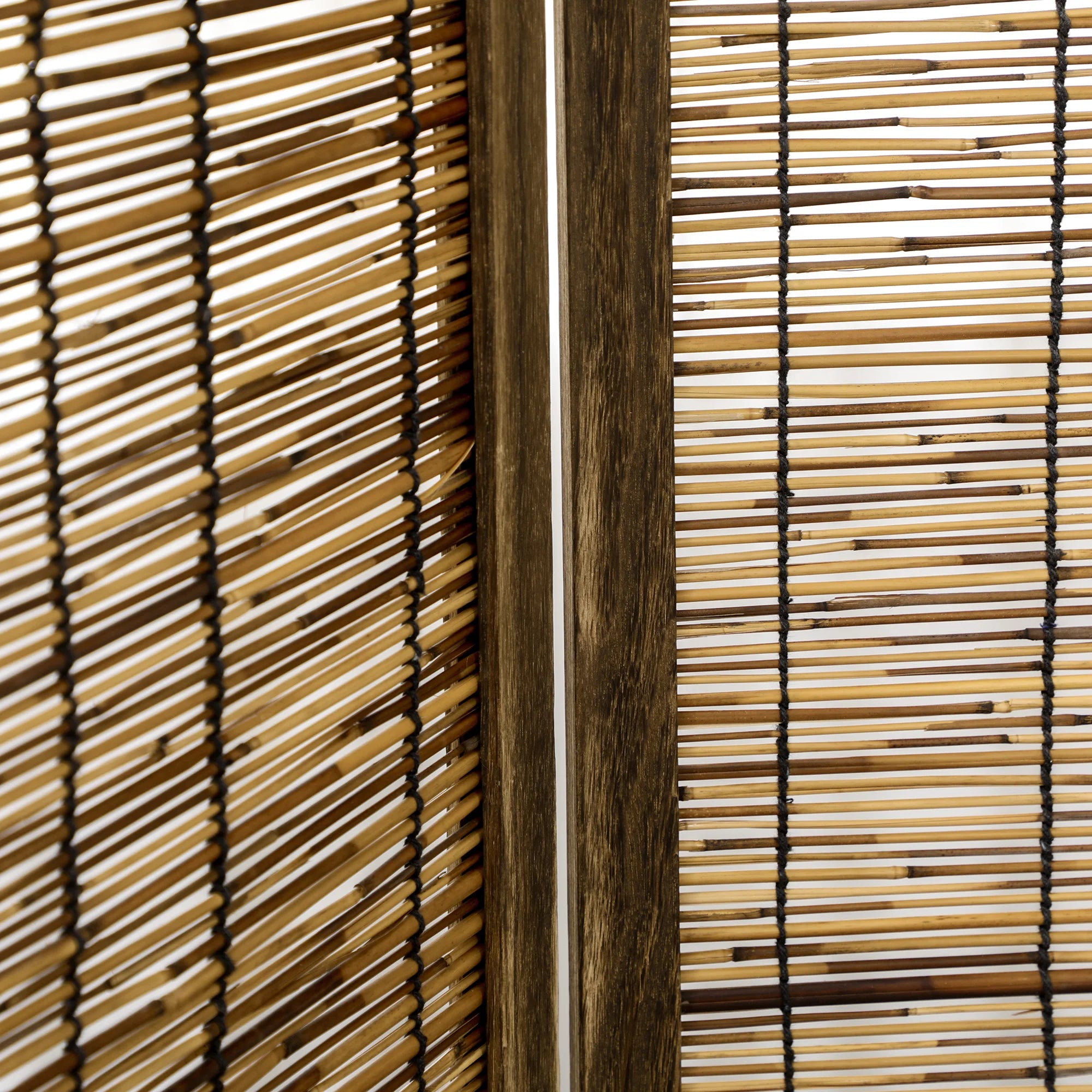 Paravent 4 Panneaux Bois & Rotin — Cloison Naturelle 160 × 170 cm