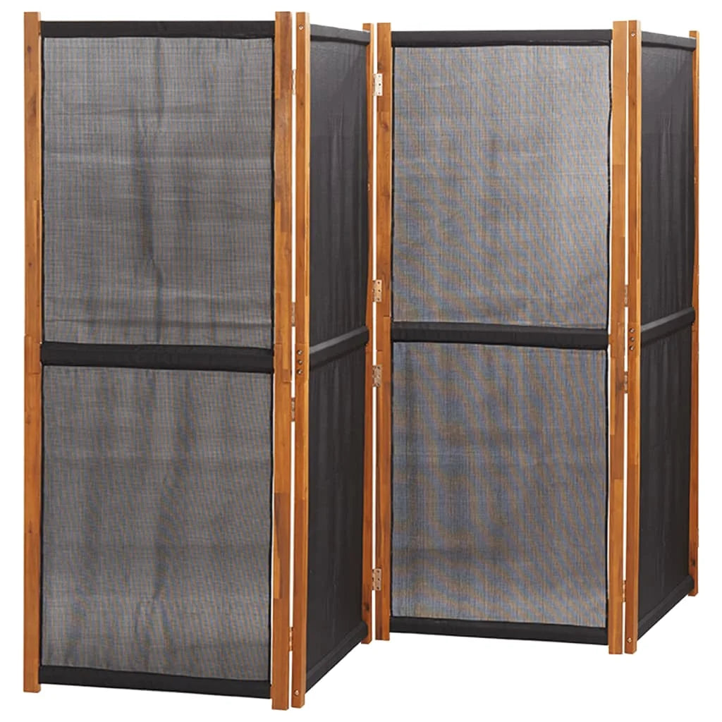 Paravent 4 Panneaux Bois Paulownia Noir — Cloison Contemporaine 280 × 180 cm