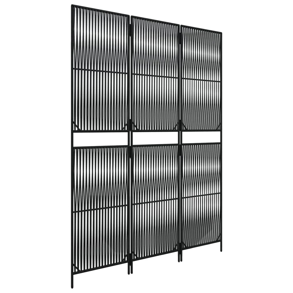 Paravent Poly Rotin Noir 3 Panneaux — Cloison Tressée Légère & Décorative