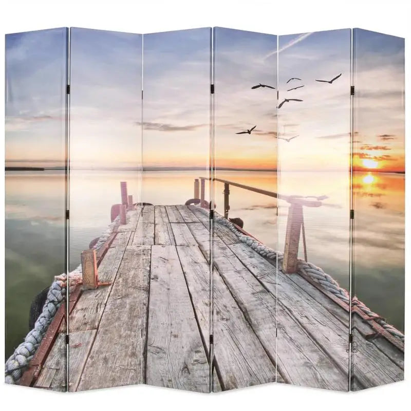 Paravent Imprimé Motif Nature — Cadre Bois, Double Face, Cloison Décorative
