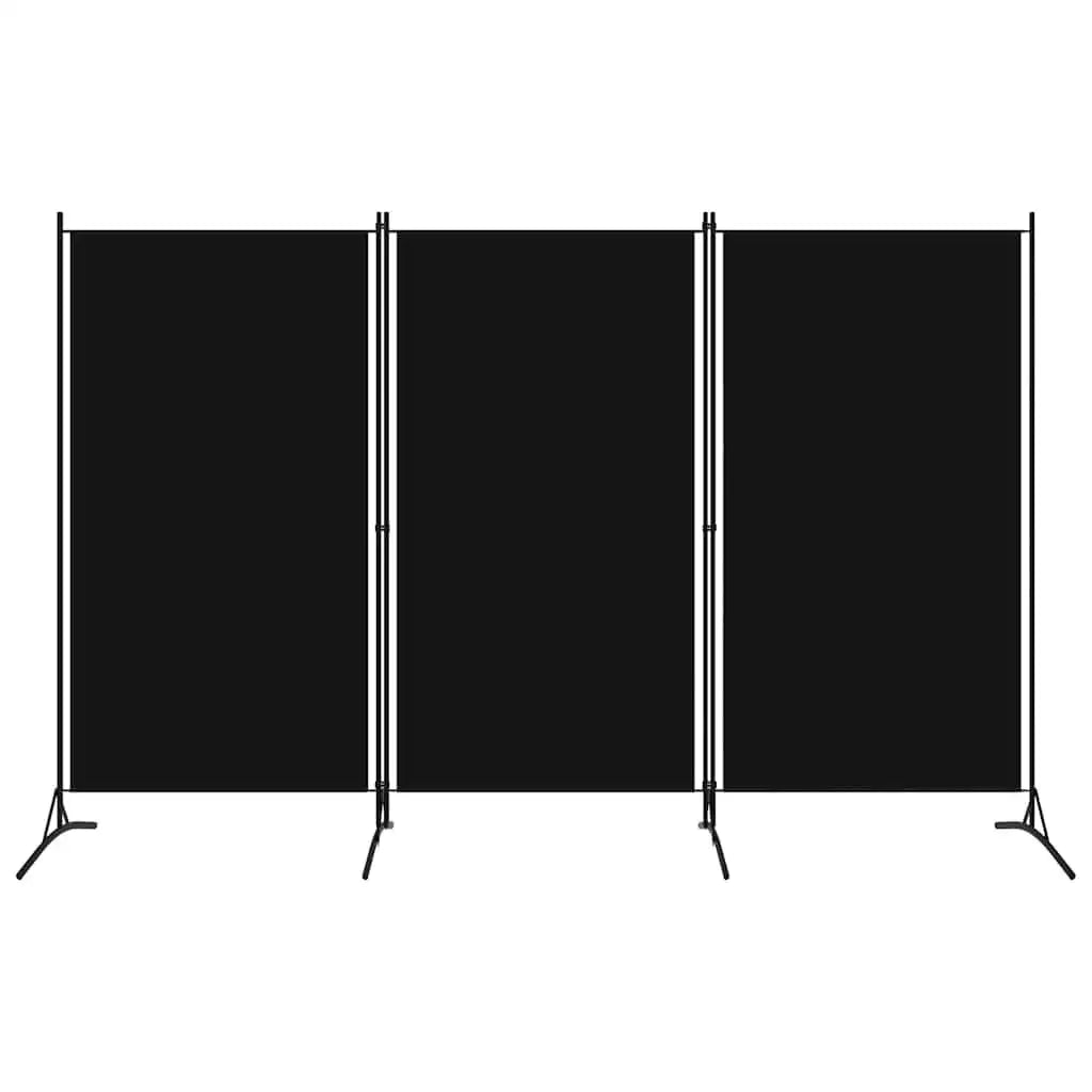 Paravent 3 Panneaux Tissu Noir — Cloison Épurée Salon & Chambre 260 × 180 cm