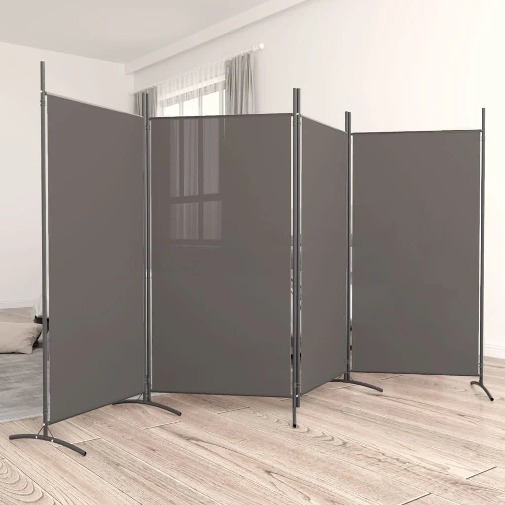 Paravent 4 Panneaux Tissu Anthracite — Grande Cloison 346 × 180 cm