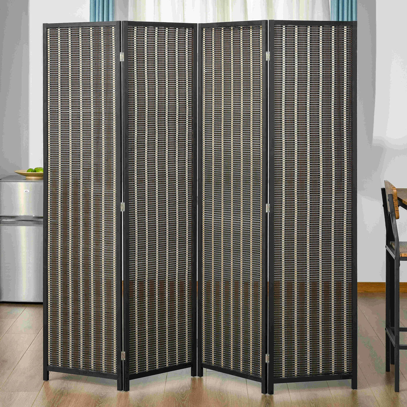Paravent 4 Panneaux en Bambou — Grand Format Carré 180 × 180 cm