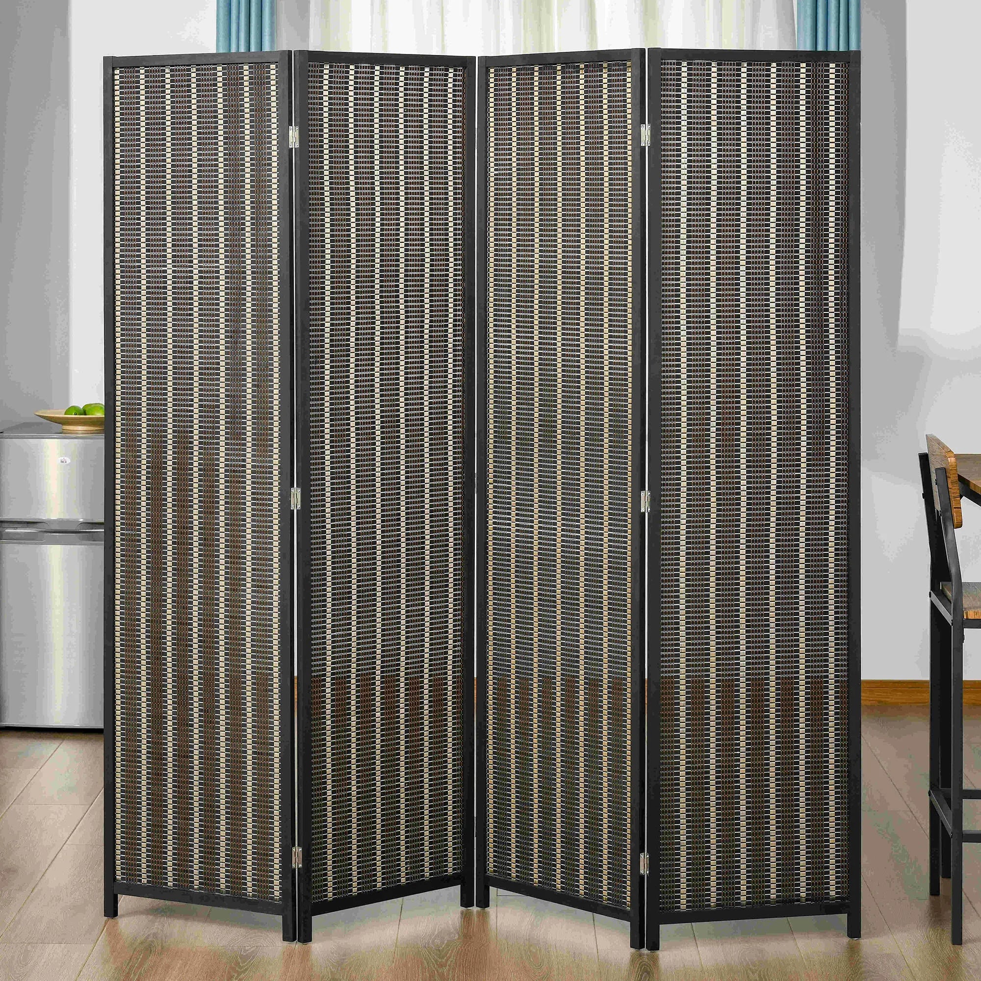 Paravent 4 Panneaux en Bambou — Grand Format Carré 180 × 180 cm