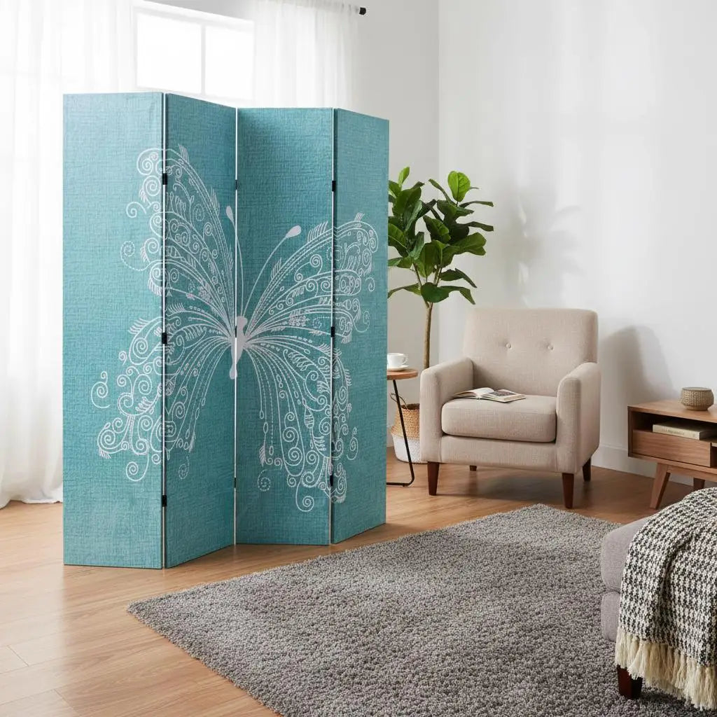 Paravent Imprimé Motif Papillons — Décoration Artistique, Largeur au Choix