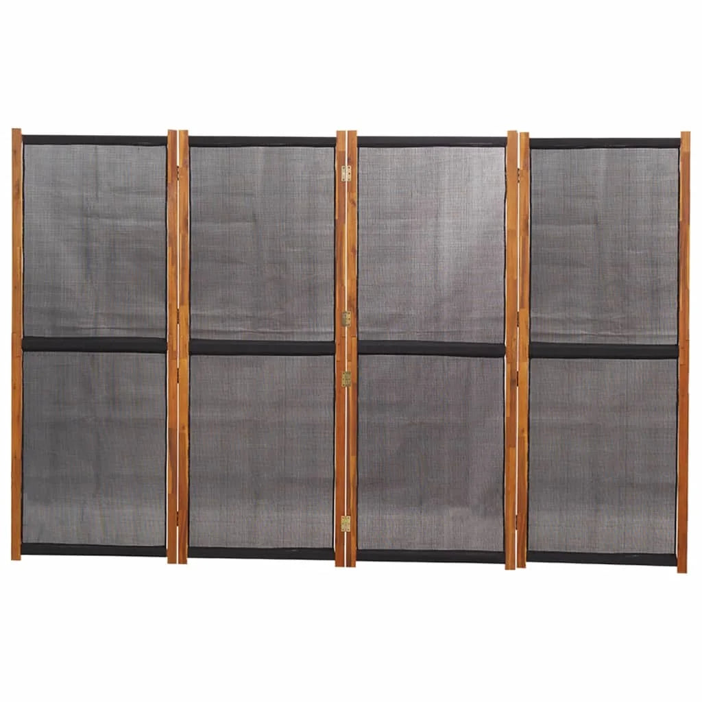 Paravent 4 Panneaux Bois Paulownia Noir — Cloison Contemporaine 280 × 180 cm