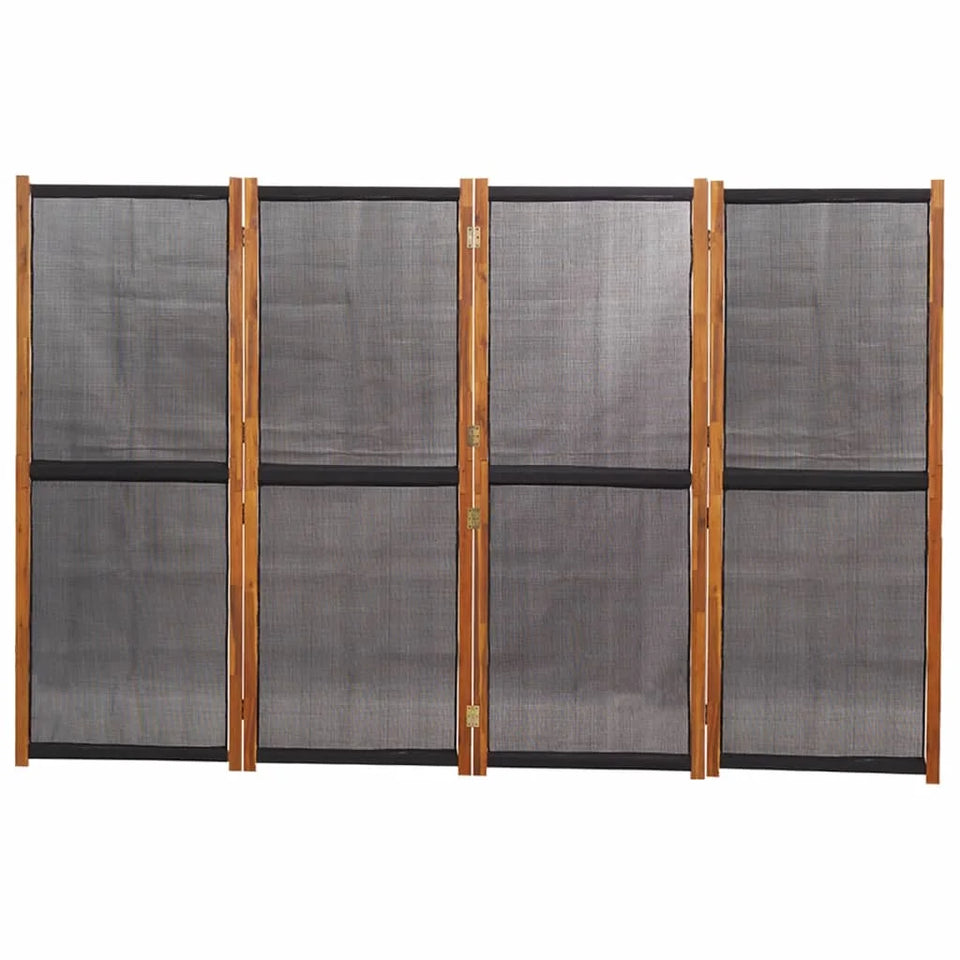 Paravent 4 Panneaux Bois Paulownia Noir — Cloison Contemporaine 280 × 180 cm