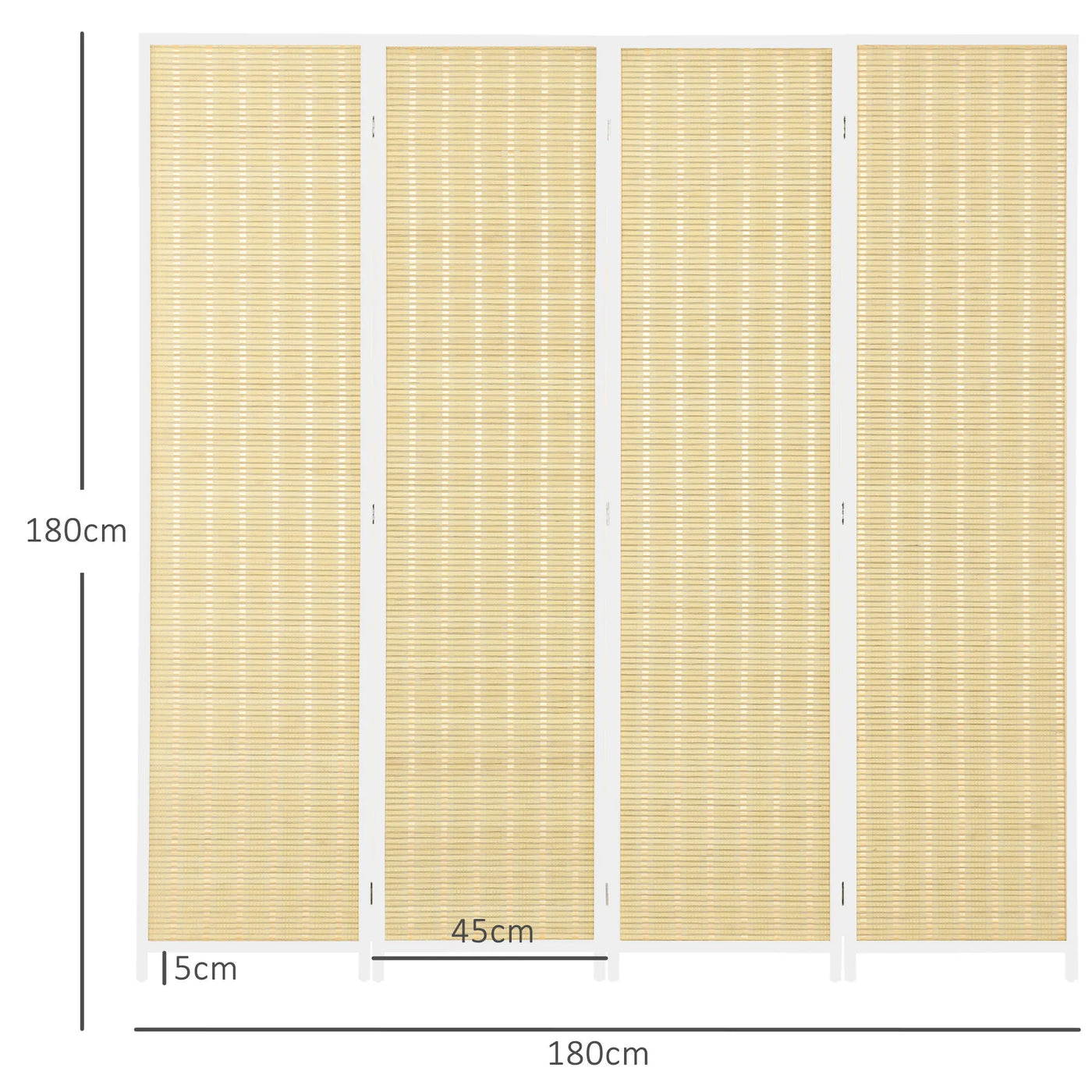 Paravent 4 Panneaux Bambou & Bois — Double Charnières, Design Naturel