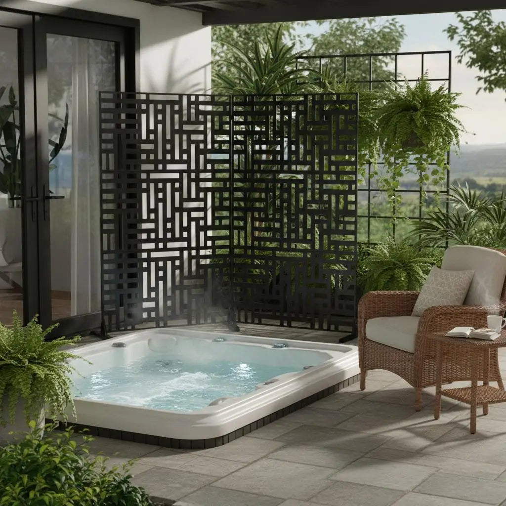 Paravent Métal Freestanding 120 × 193 cm — Cloison Design Décorative avec Pied
