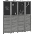 Paravent 4 Panneaux Bois avec Tableaux Noirs Intégrés — Déco & Organisation 162 × 172 cm