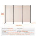 Paravent Pliable Tissu Beige — 3 Panneaux 260×184 cm