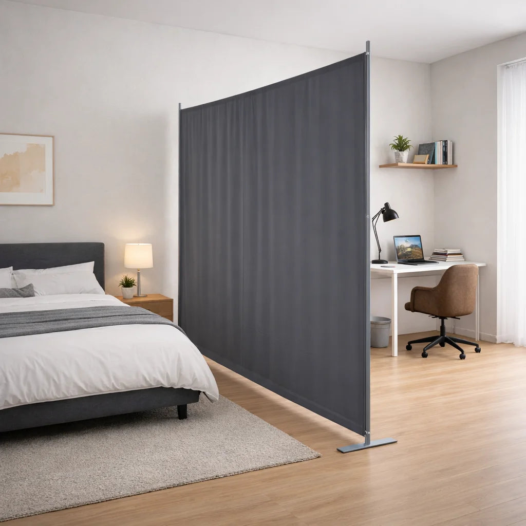 Paravent Tissu Gris Grand Format — Séparateur Carré 180 × 180 cm