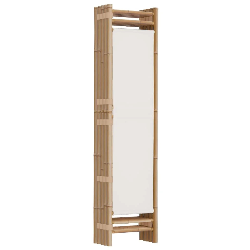 Paravent 5 Panneaux Bambou & Toile — Cloison Légère 200 cm