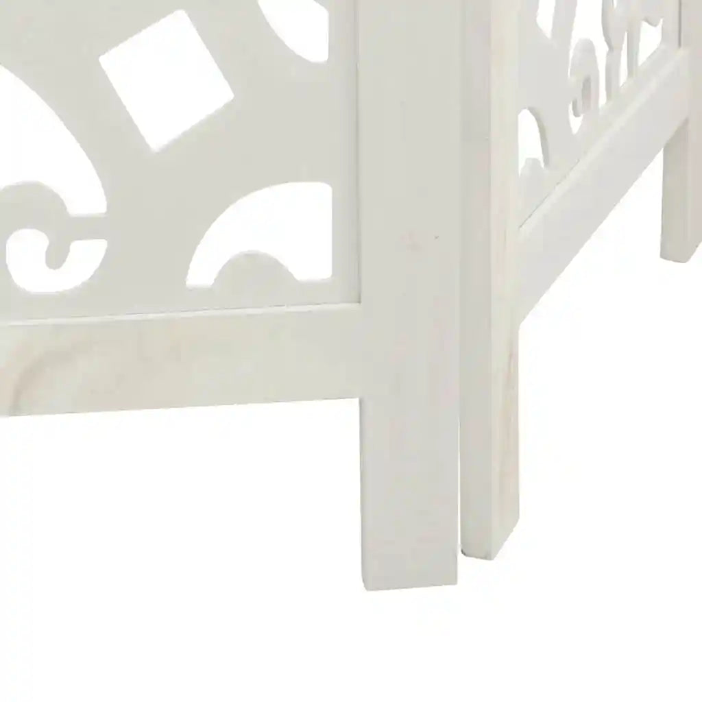 Paravent 5 Panneaux Bois Paulownia Blanc — Disponible en 4 Hauteurs