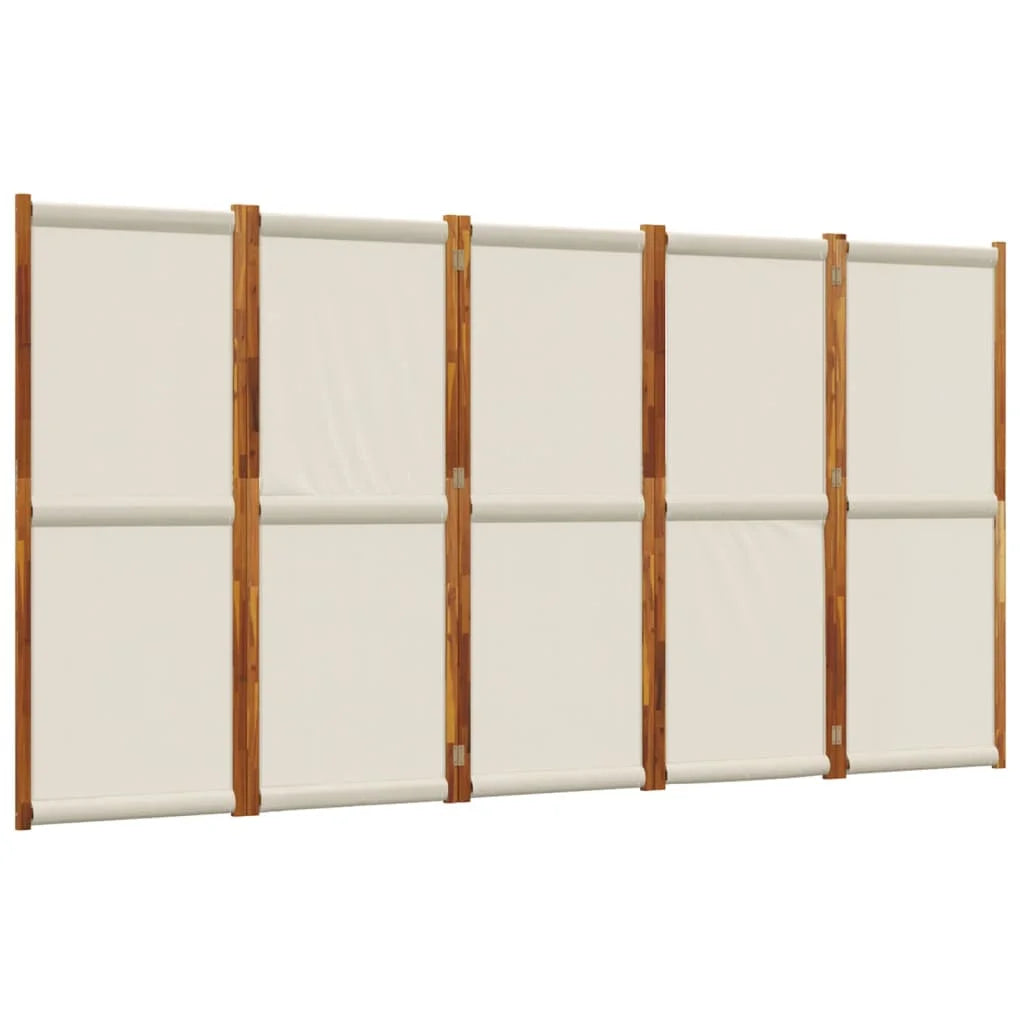 Paravent 5 Panneaux Crème Gris Perle 350×180 cm