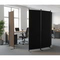 Paravent 4 Panneaux Tissu Noir — Séparateur Design 228 × 172 cm