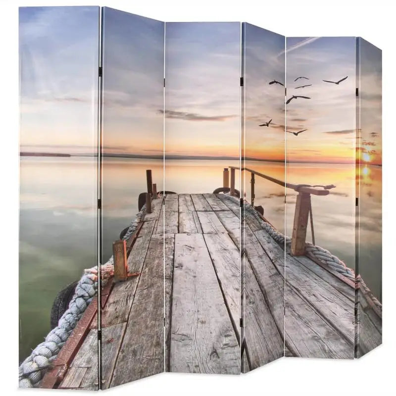 Paravent Imprimé Motif Nature — Cadre Bois, Double Face, Cloison Décorative