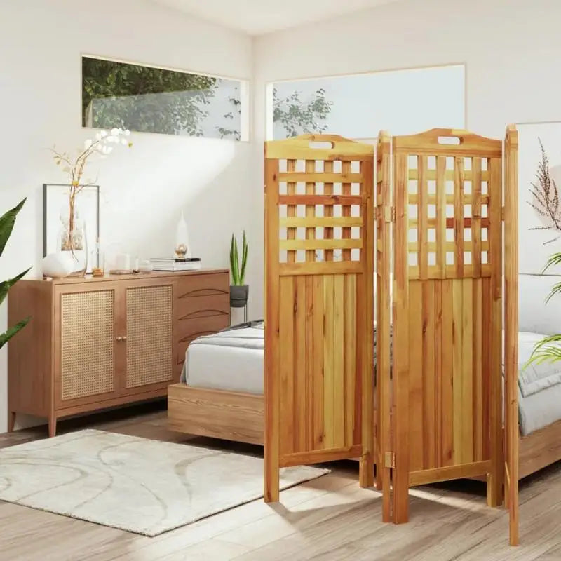 Paravent 3 Panneaux en Bois Massif — Séparateur Naturel & Robuste