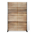 Paravent Métal Extérieur 183 cm — Lamelles Bois Brun, Autoportant Balcon & Jardin
