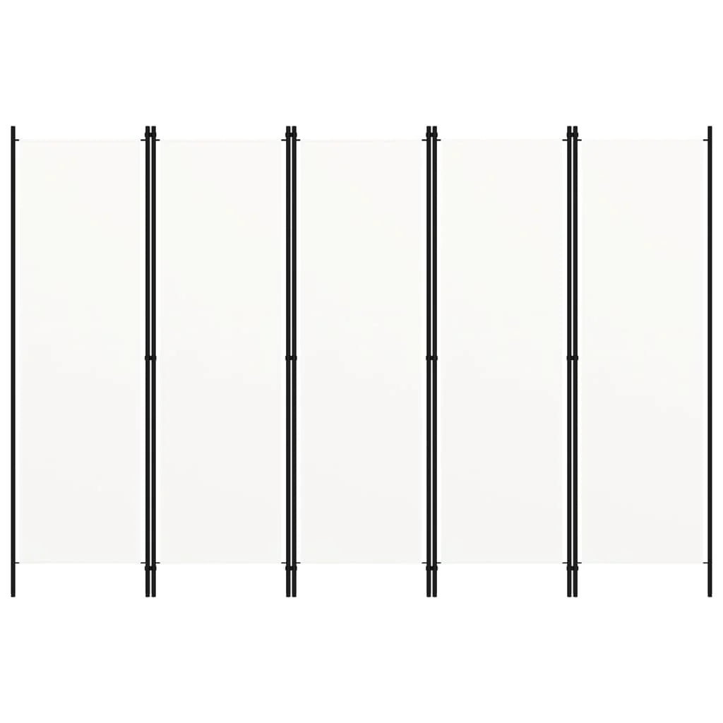 Paravent 5 Panneaux Tissu Blanc — Cloison Légère 250 × 180 cm