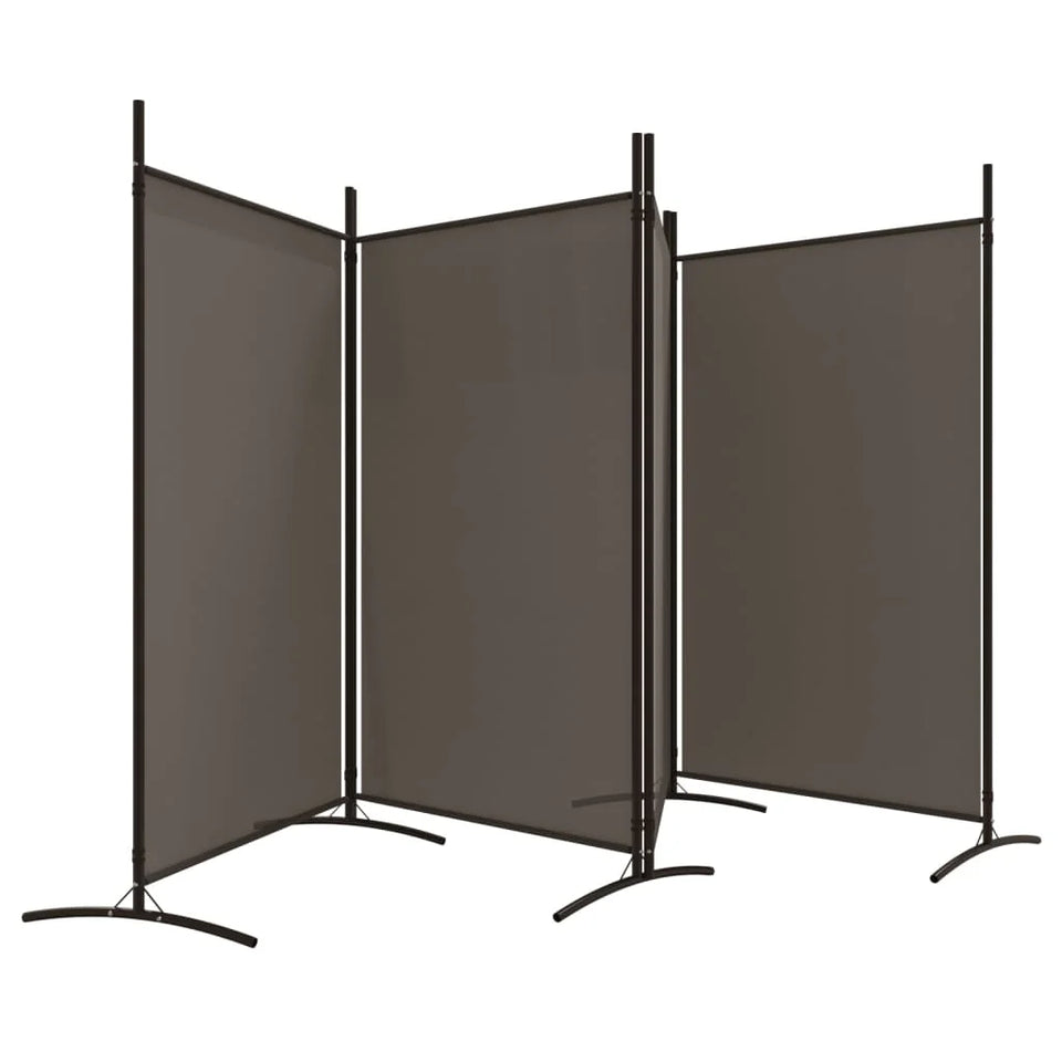 Paravent 4 Panneaux Tissu Anthracite — Grande Cloison 346 × 180 cm