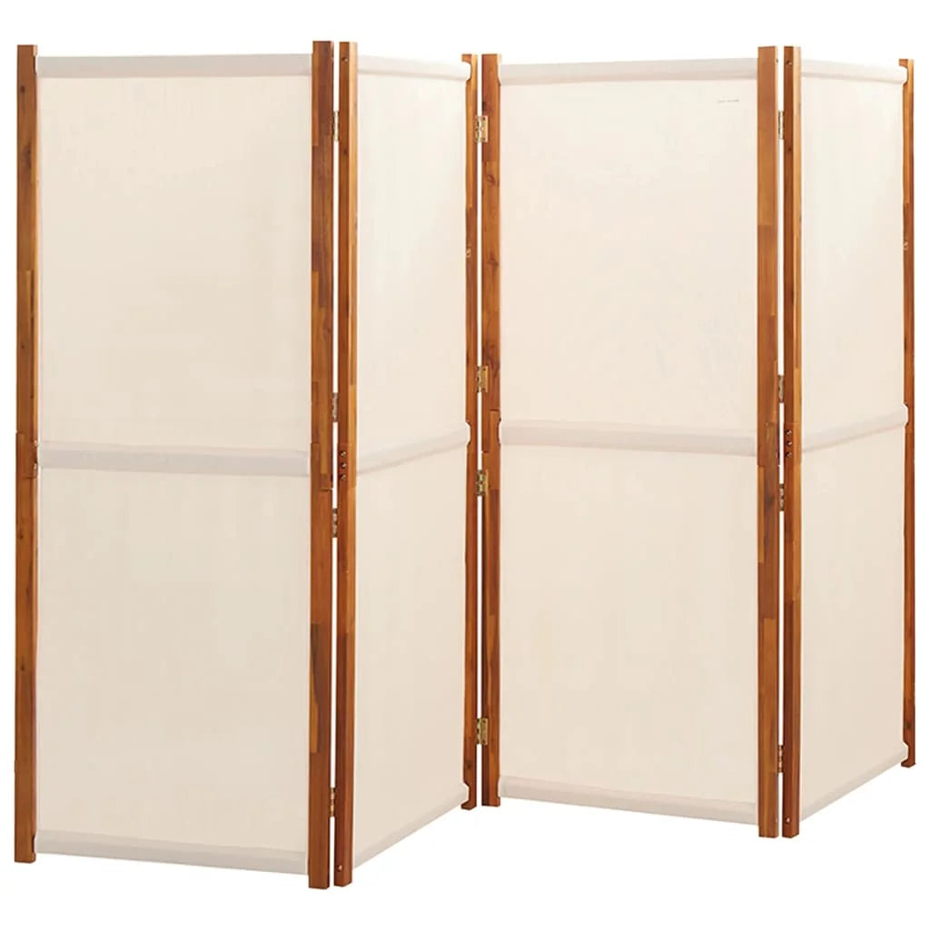Paravent 4 Panneaux Tissu Blanc Crème — Grand Séparateur 280 × 180 cm