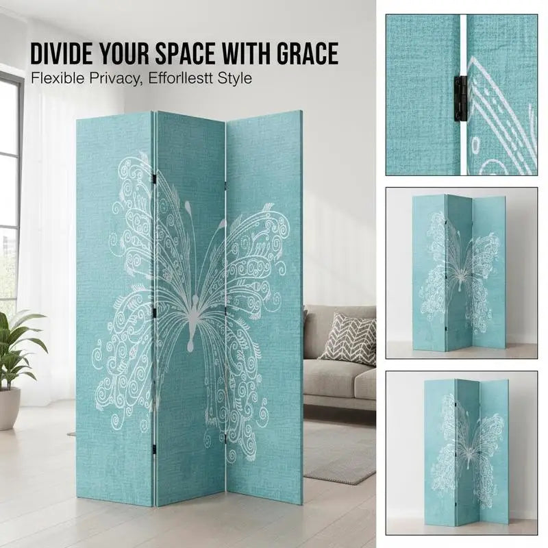 Paravent Imprimé Motif Papillons — Décoration Artistique, Largeur au Choix