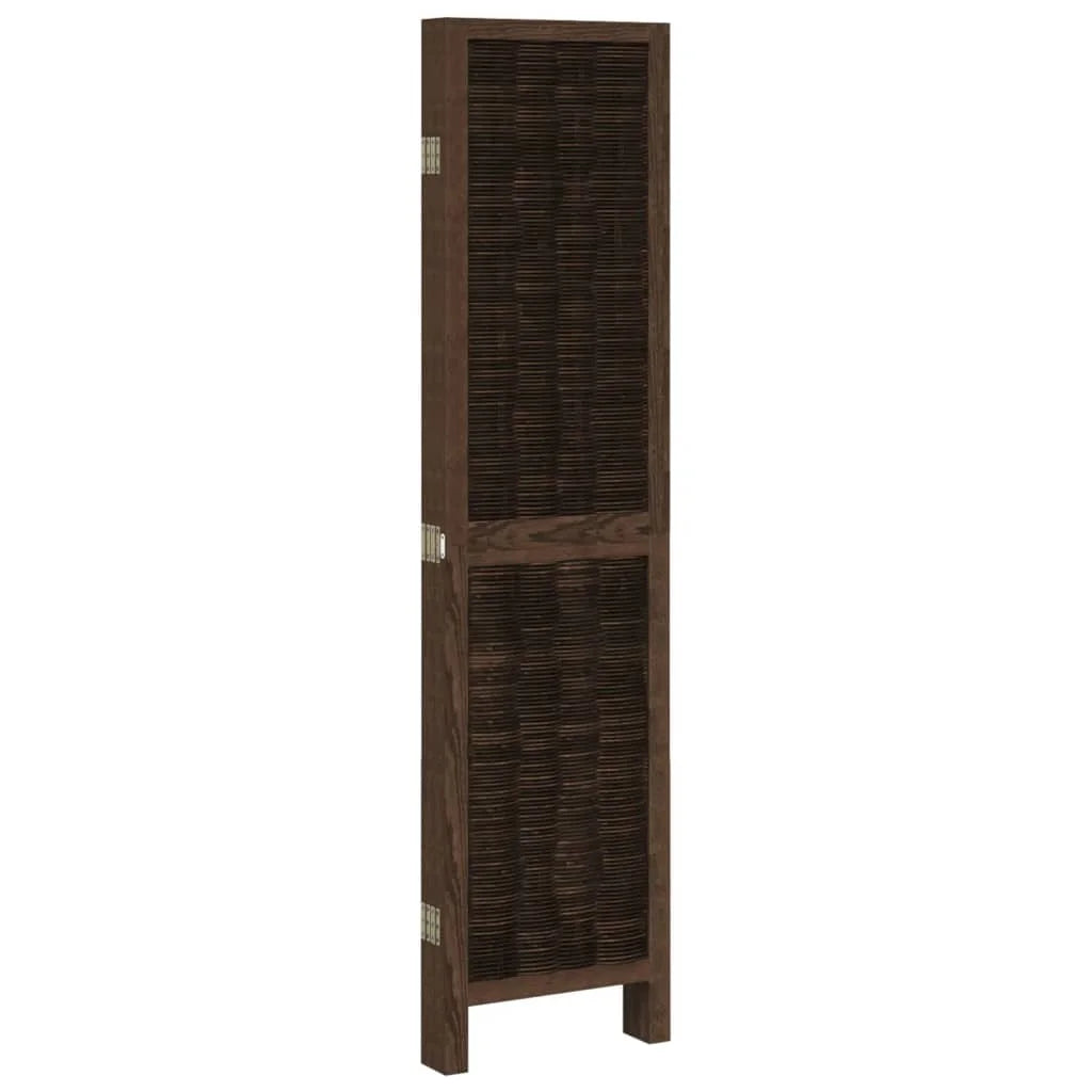 Paravent 5 Panneaux Bois Paulownia Brun Foncé — Cloison Naturelle & Durable