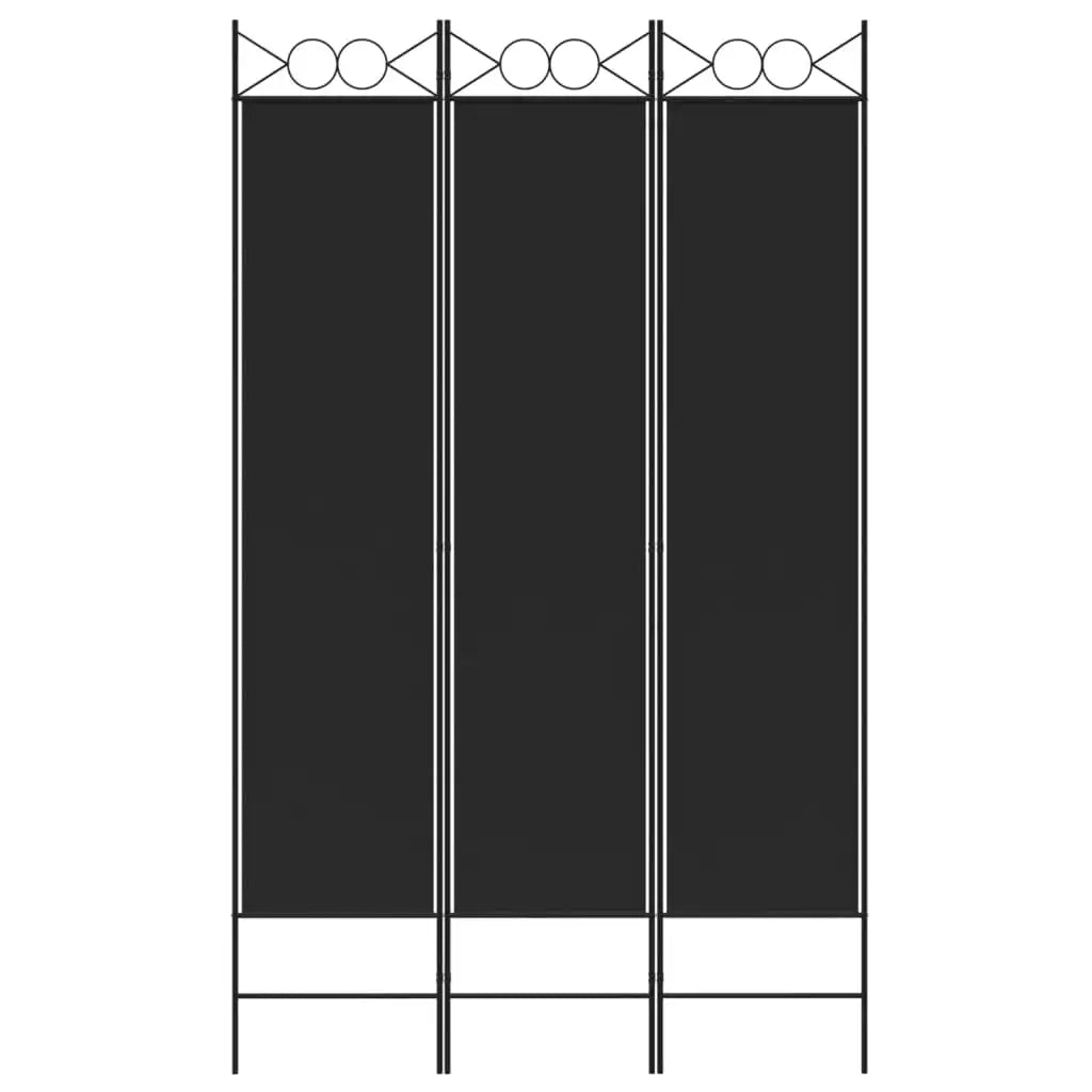 Paravent 3 Panneaux Tissu Noir 120 × 200 cm — Grande Hauteur, Salon & Bureau