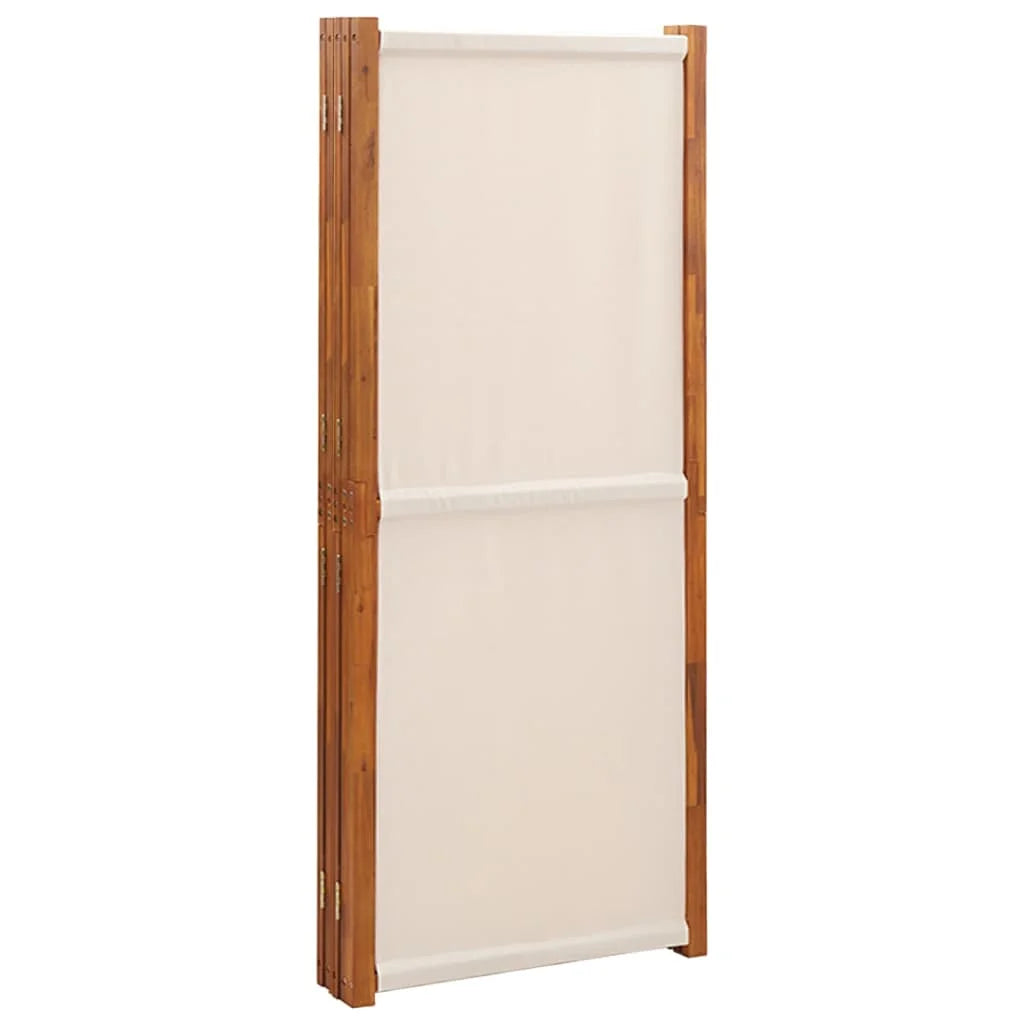 Paravent 5 Panneaux Tissu Crème Grand Format 350×180 cm