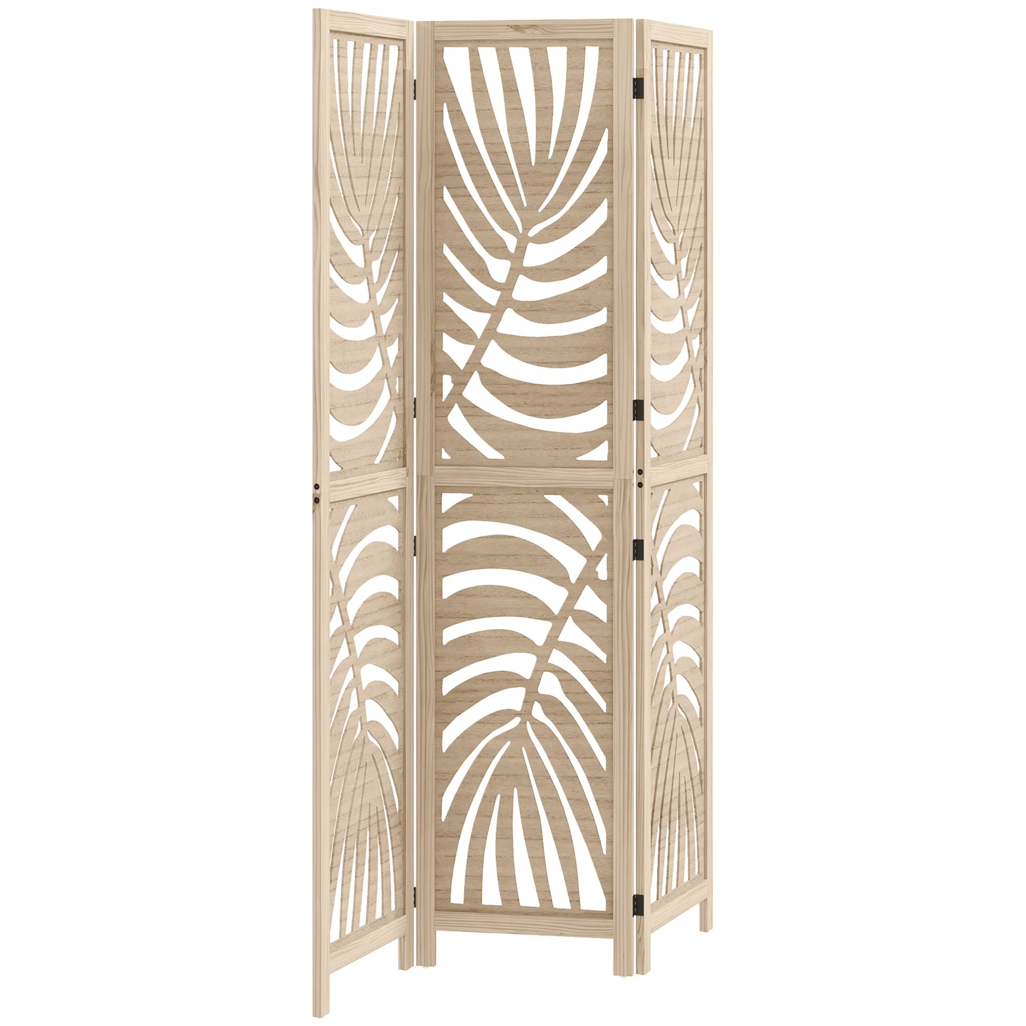 Paravent 3 Panneaux Imprimé Feuilles Tropicales — Décoration Botanique 120 × 170 cm