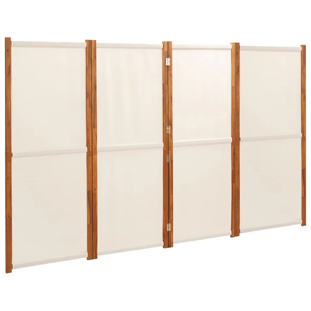 Paravent 4 Panneaux Tissu Blanc Crème — Grand Séparateur 280 × 180 cm