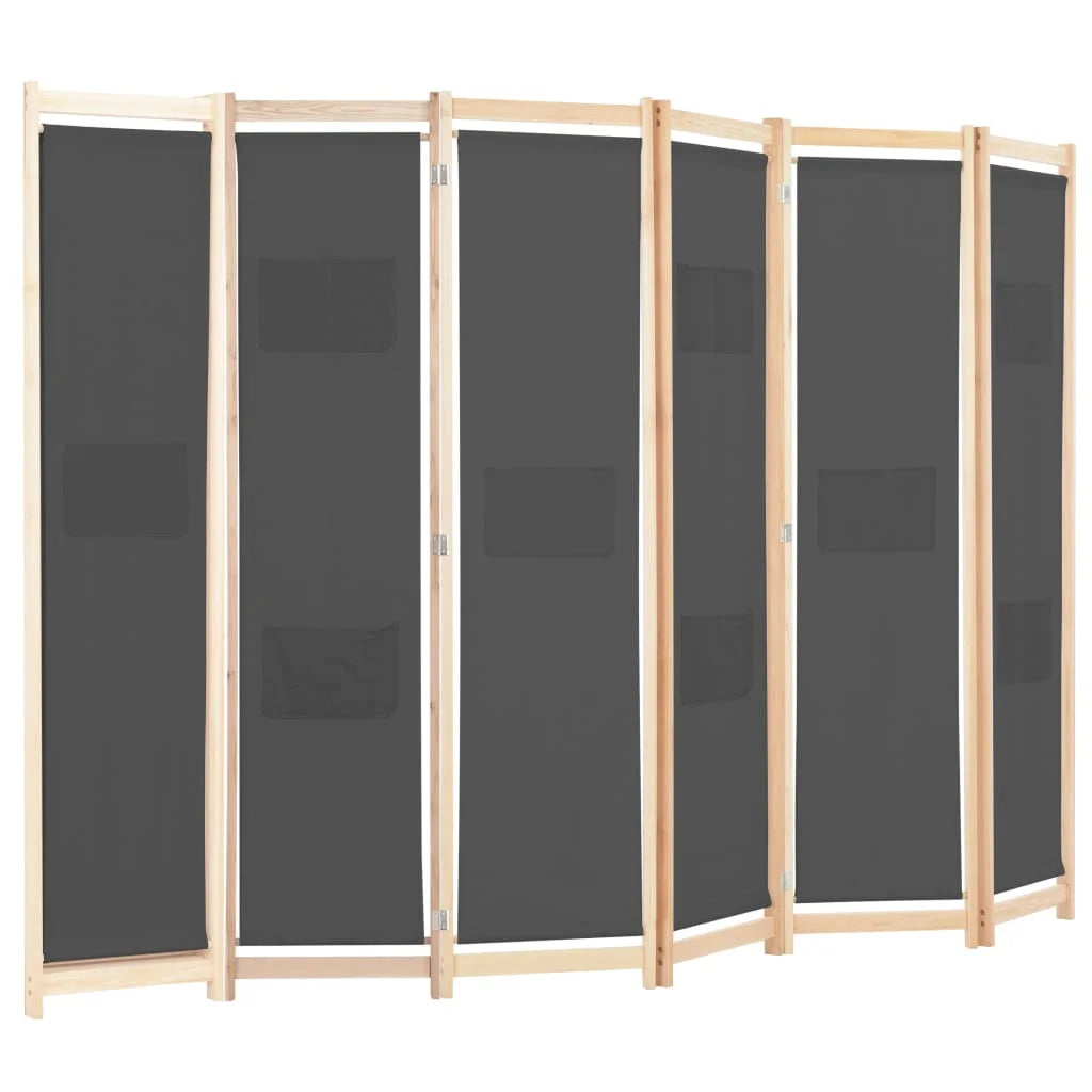 Paravent 4 Panneaux Tissu Gris — Séparateur Acoustique 240 × 170 cm