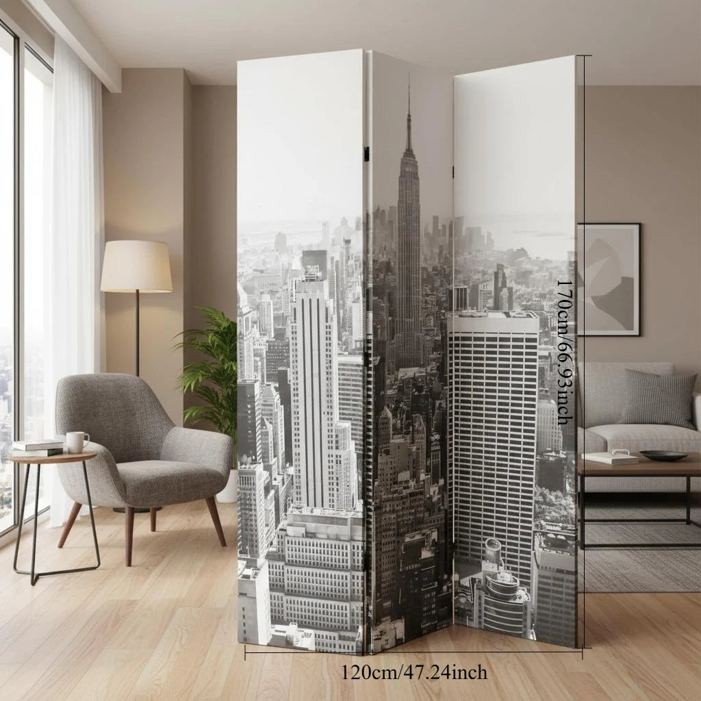 Paravent Cadre Bois & Toile Photo Imprimée — Cloison Décorative en 3 Dimensions