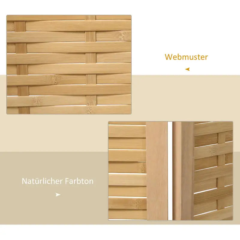 Paravent 4 Panneaux Bambou Naturel — Cloison Légère 160 × 170 cm