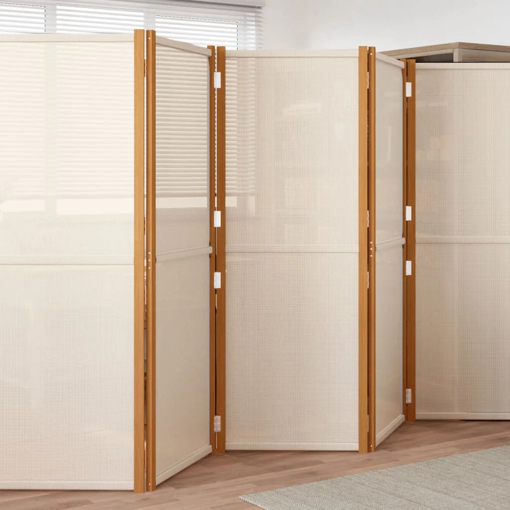 Paravent 5 Panneaux Tissu Crème Grand Format 350×180 cm