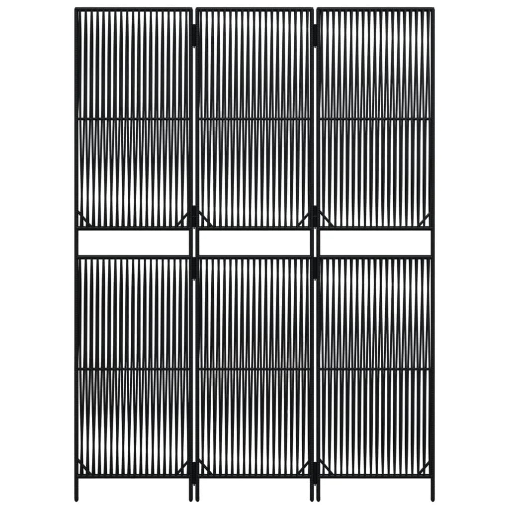 Paravent Poly Rotin Noir 3 Panneaux — Cloison Tressée Légère & Décorative